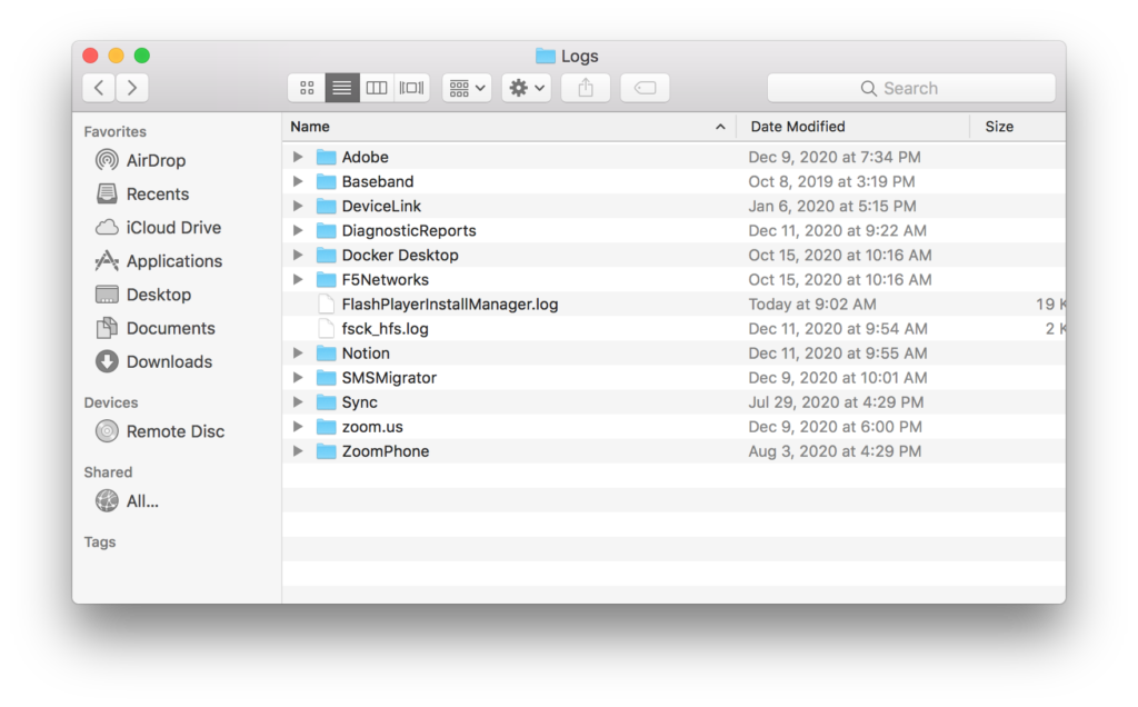 log file cleaner mac